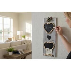 Rustic Heart-Shaped Chalkboard Wall Hanging Decor